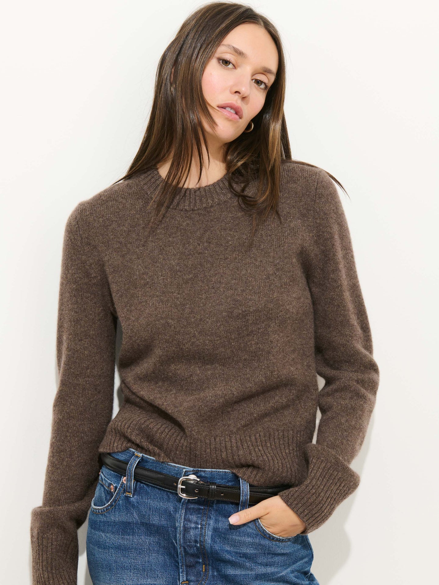 Marais Striped Sweater in Cashmere - Heather Chocolate