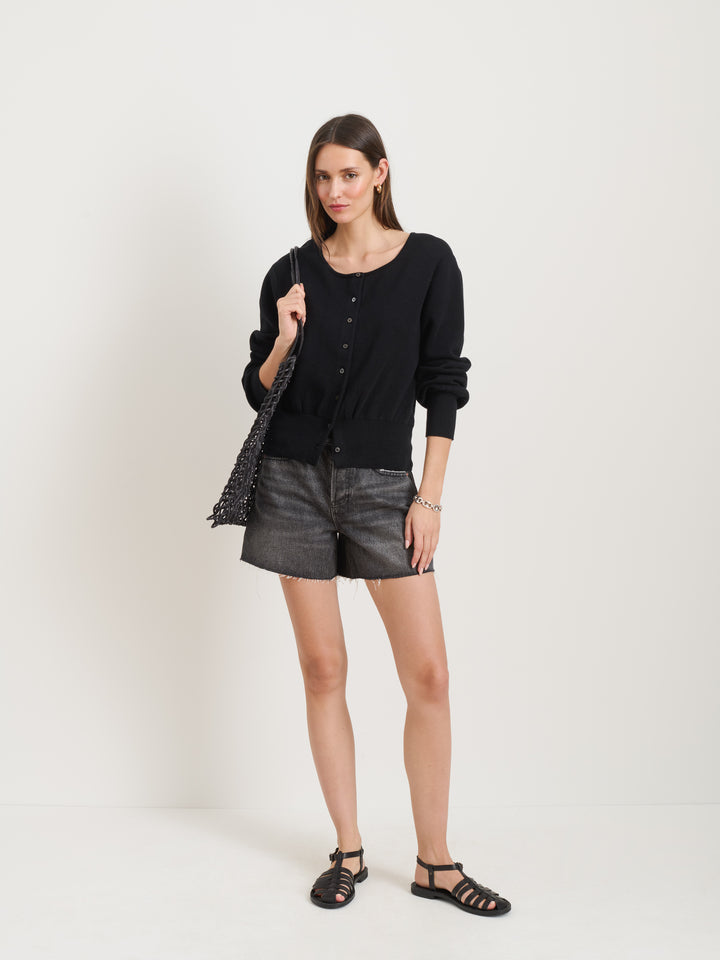 Louisa Cardigan in Cotton Cashmere: Black