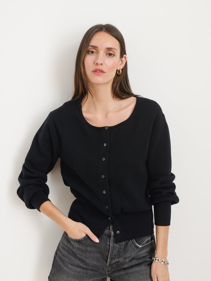 Louisa Cardigan in Cotton Cashmere: Black