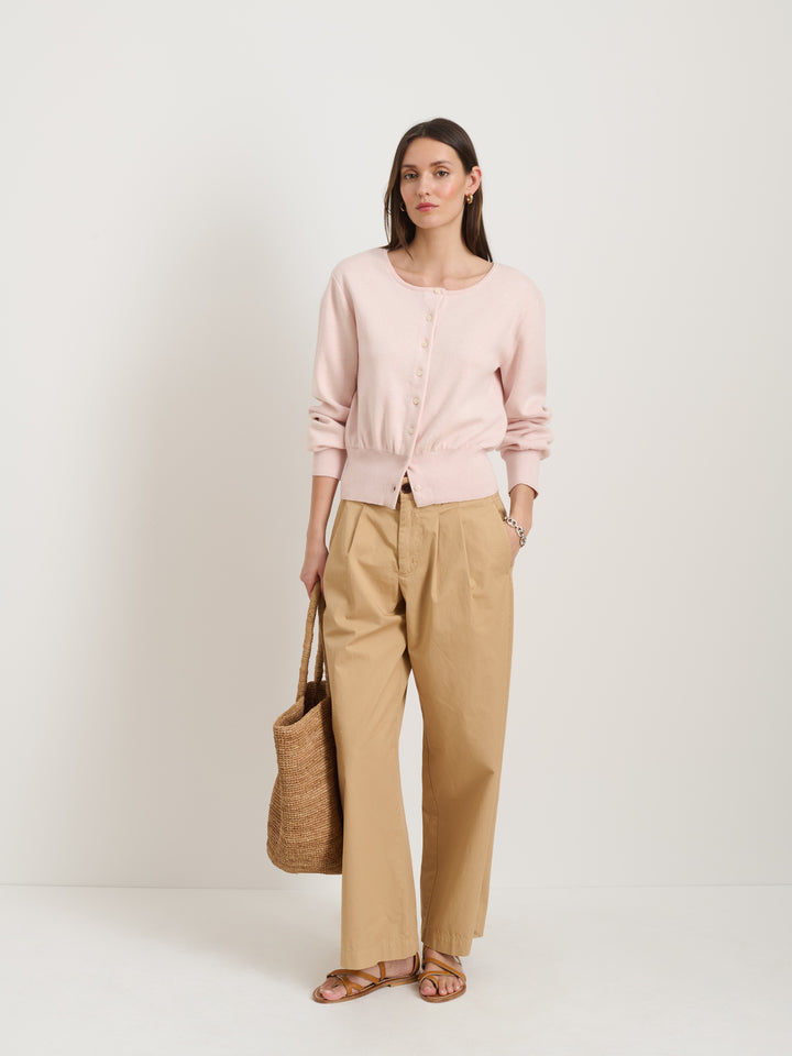 Louisa Cardigan in Cotton Cashmere: Whisper Pink