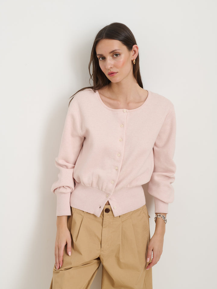 Louisa Cardigan in Cotton Cashmere: Whisper Pink