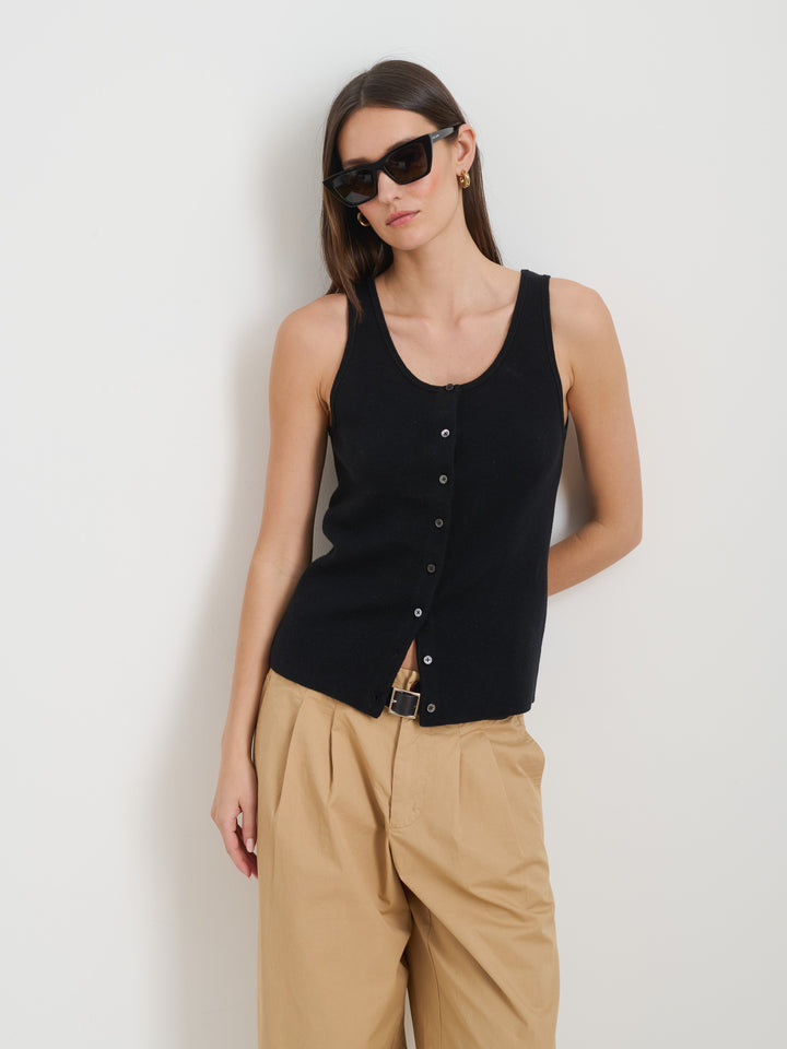 Louisa Vest in Cotton Cashmere: Black