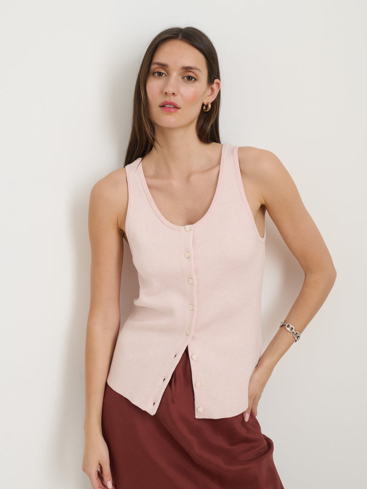 Louisa Vest in Cotton Cashmere: Whisper Pink