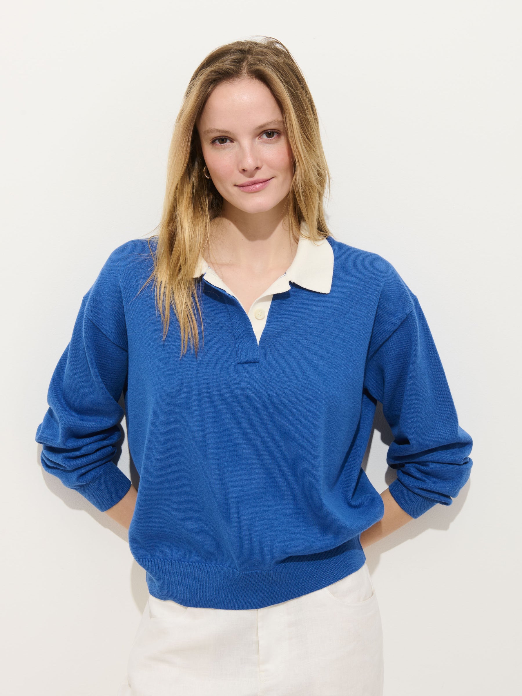 Bond St Polo in Cotton Cashmere - Cunningham Blue