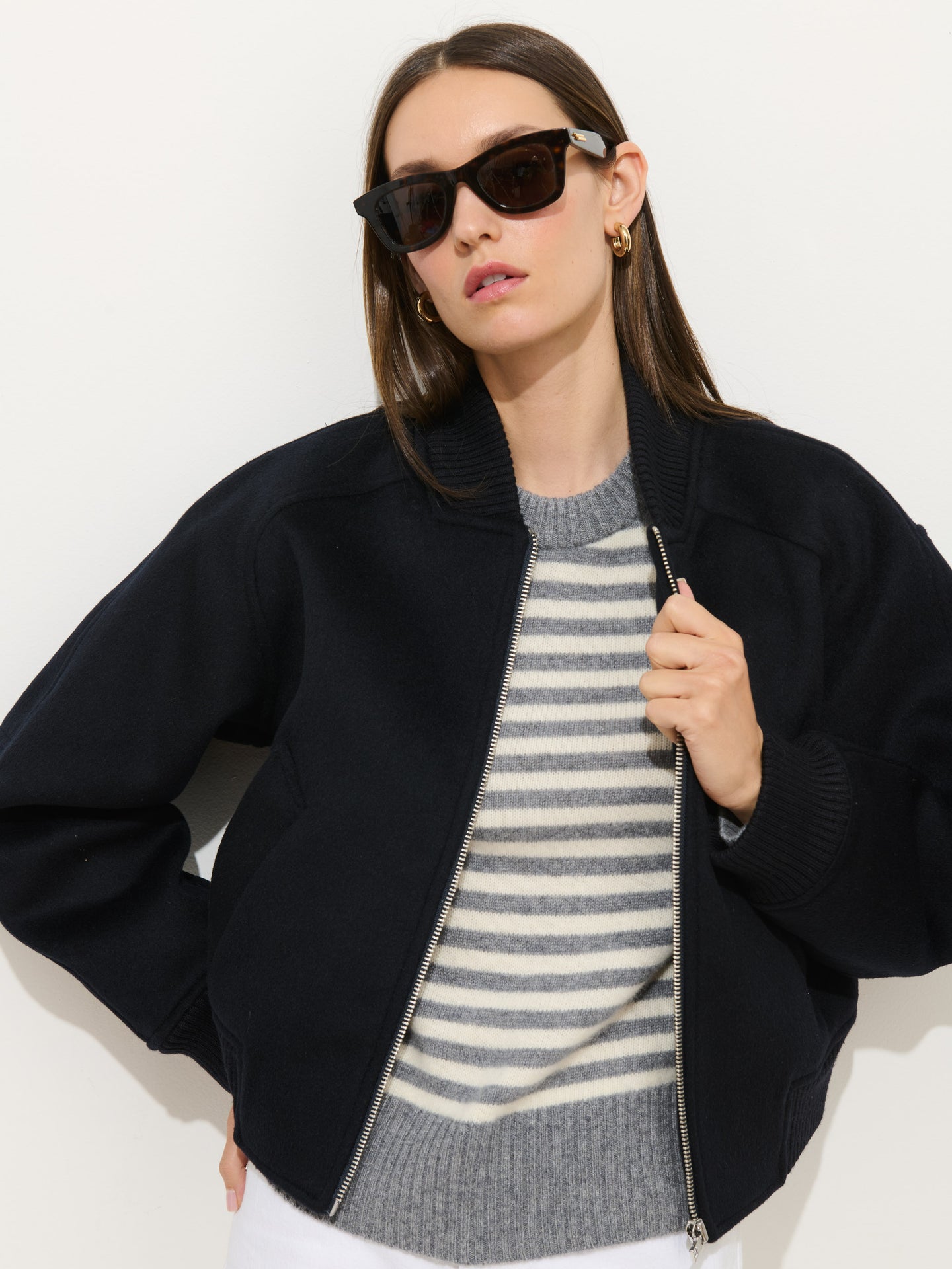 Bowery Street Jacket in Double Face Wool - Navy