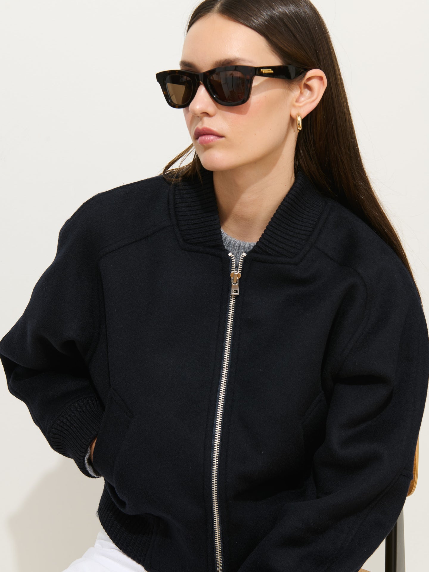Bowery Street Jacket in Double Face Wool - Navy