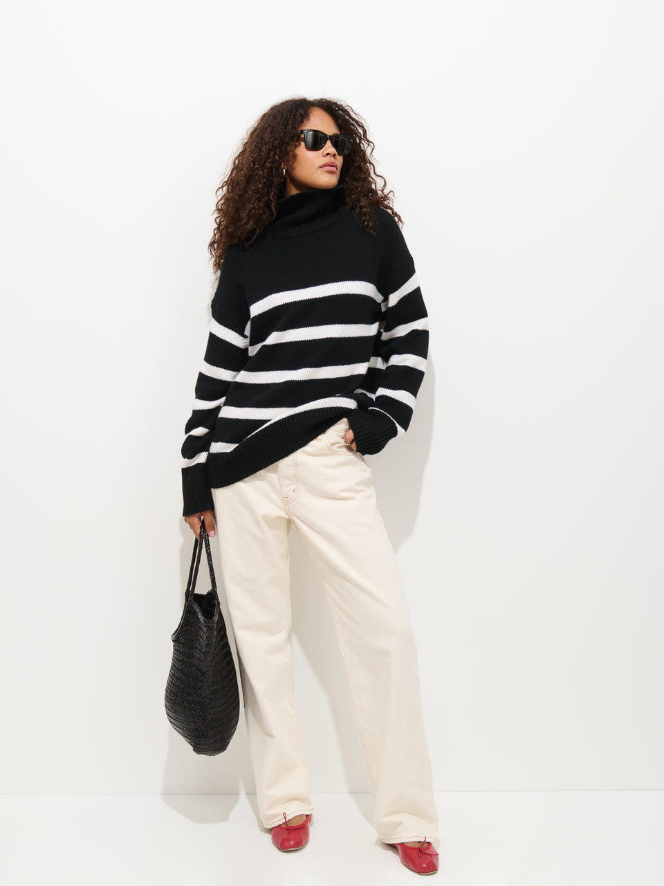 Nottinghill Turtleneck Sweater  Stripe - Black/Snow