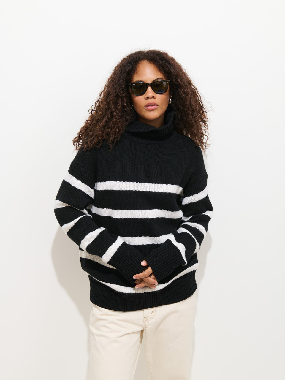 Nottinghill Turtleneck Sweater  Stripe - Black/Snow