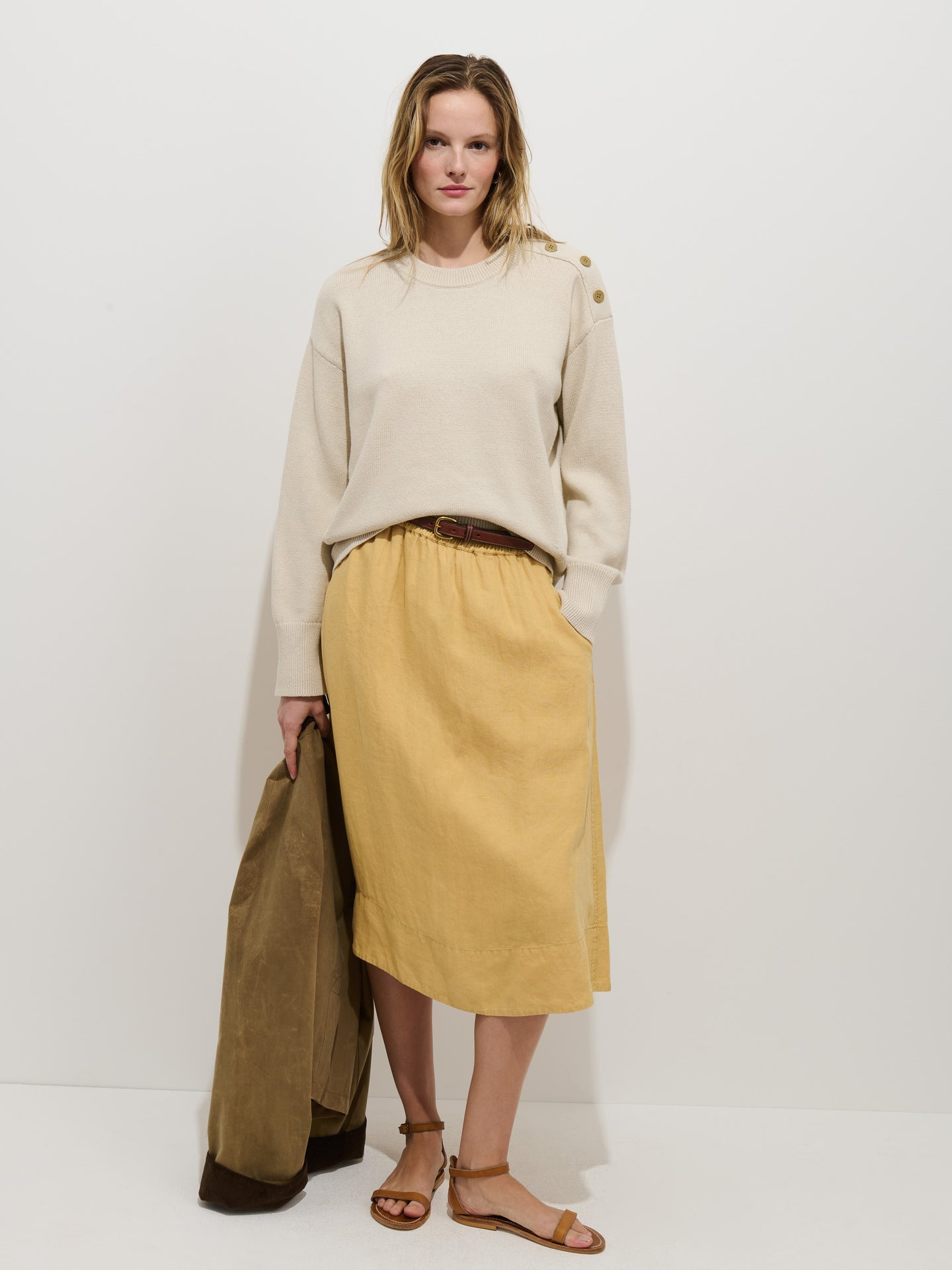 Maddie Skirt in Linen - Light Sienna