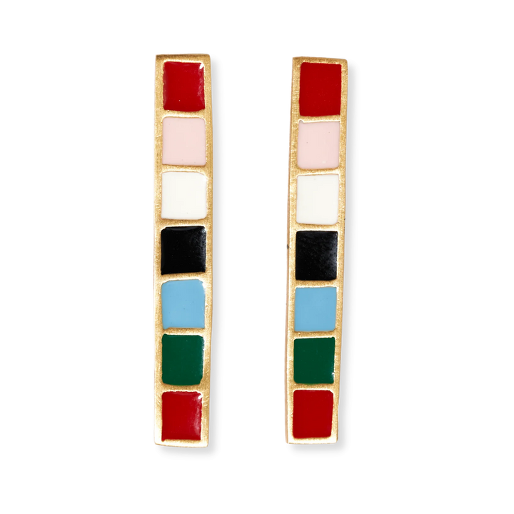 Adele Color Block Enamel Bar Earrings Multi Color