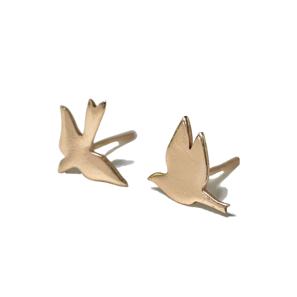Alice Birds Brass Post Earrings