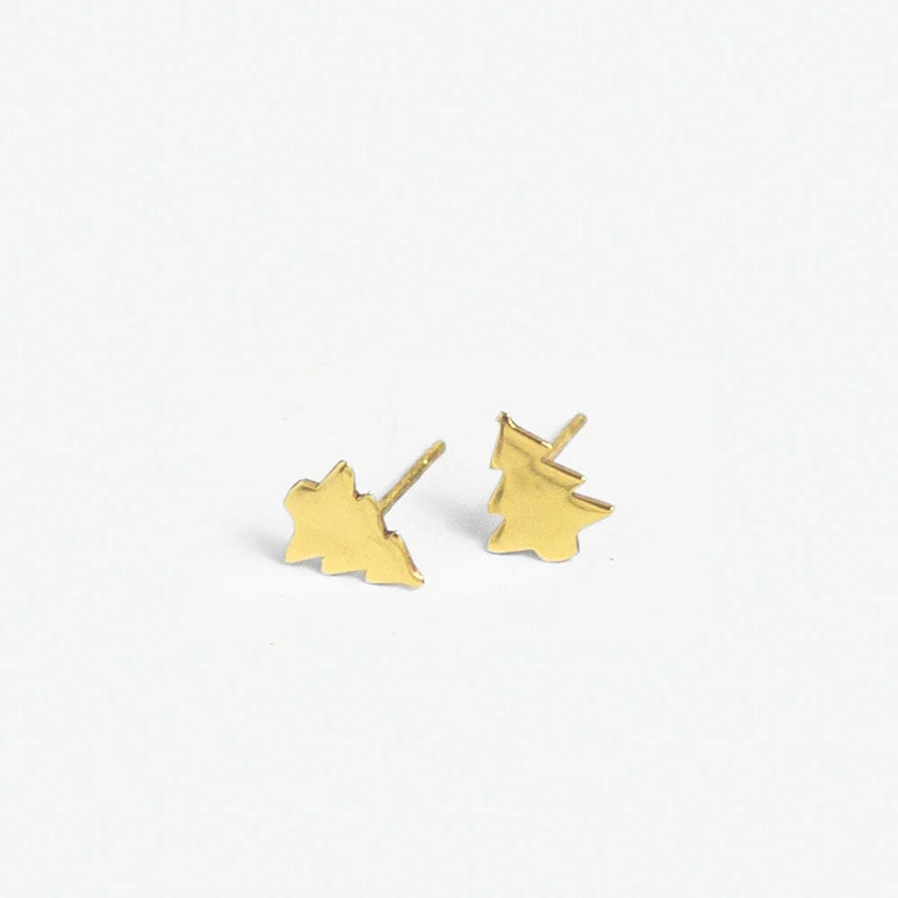 Alice Brass Christmas Tree Post Earrings 18k Gold