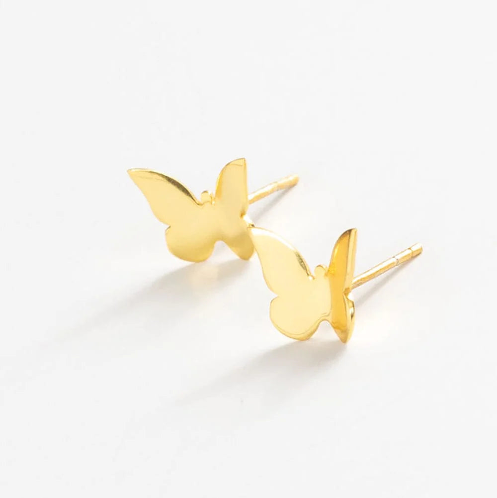 Alice Butterfly Brass Post Earrings