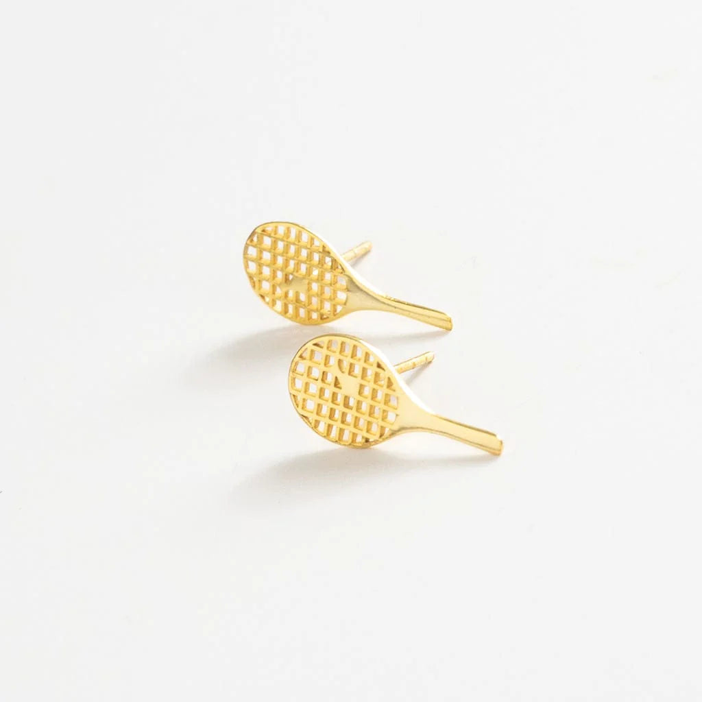 Alice Tennis Racket Brass Post Earring