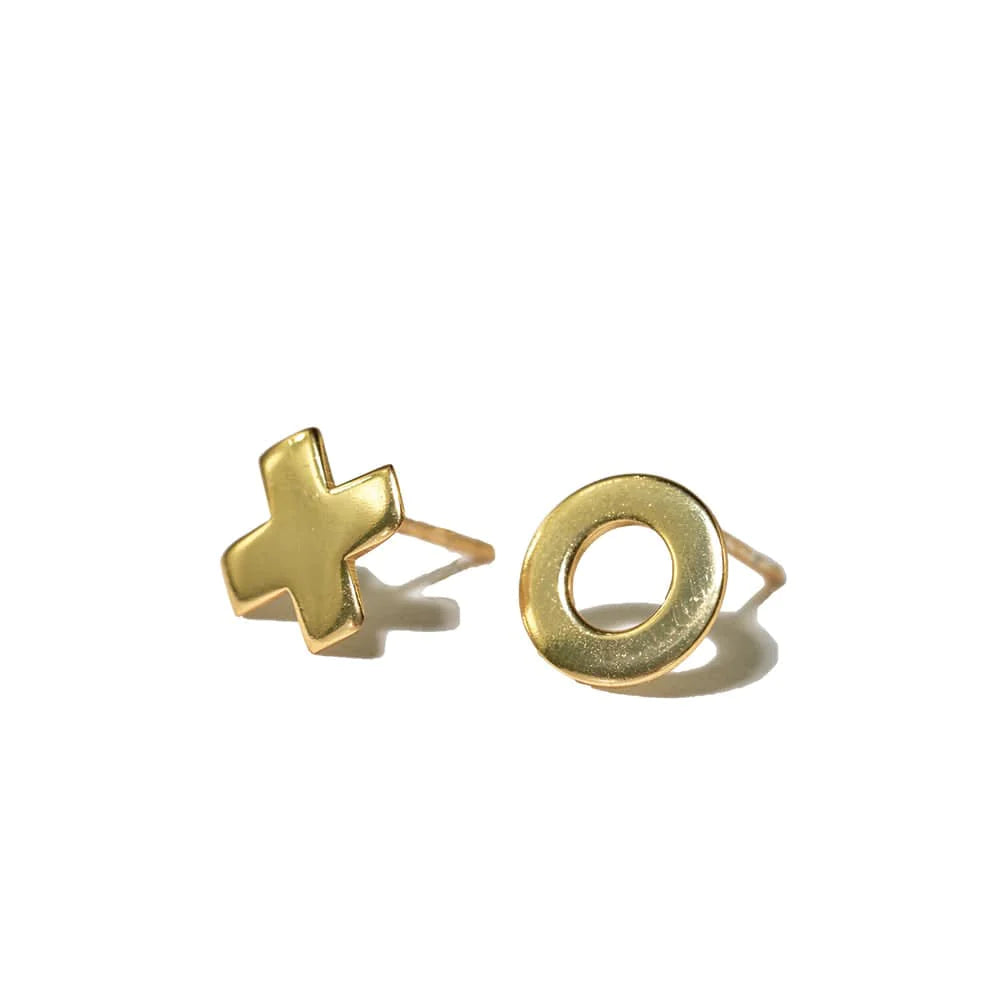 Alice "XO" Brass Post Earrings