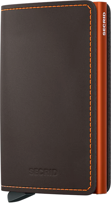 Slimwallet - Matte Truffle & Orange