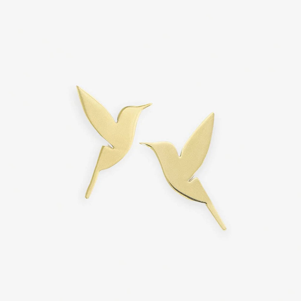 Avery Flying Birds Large Post Earrings Brass