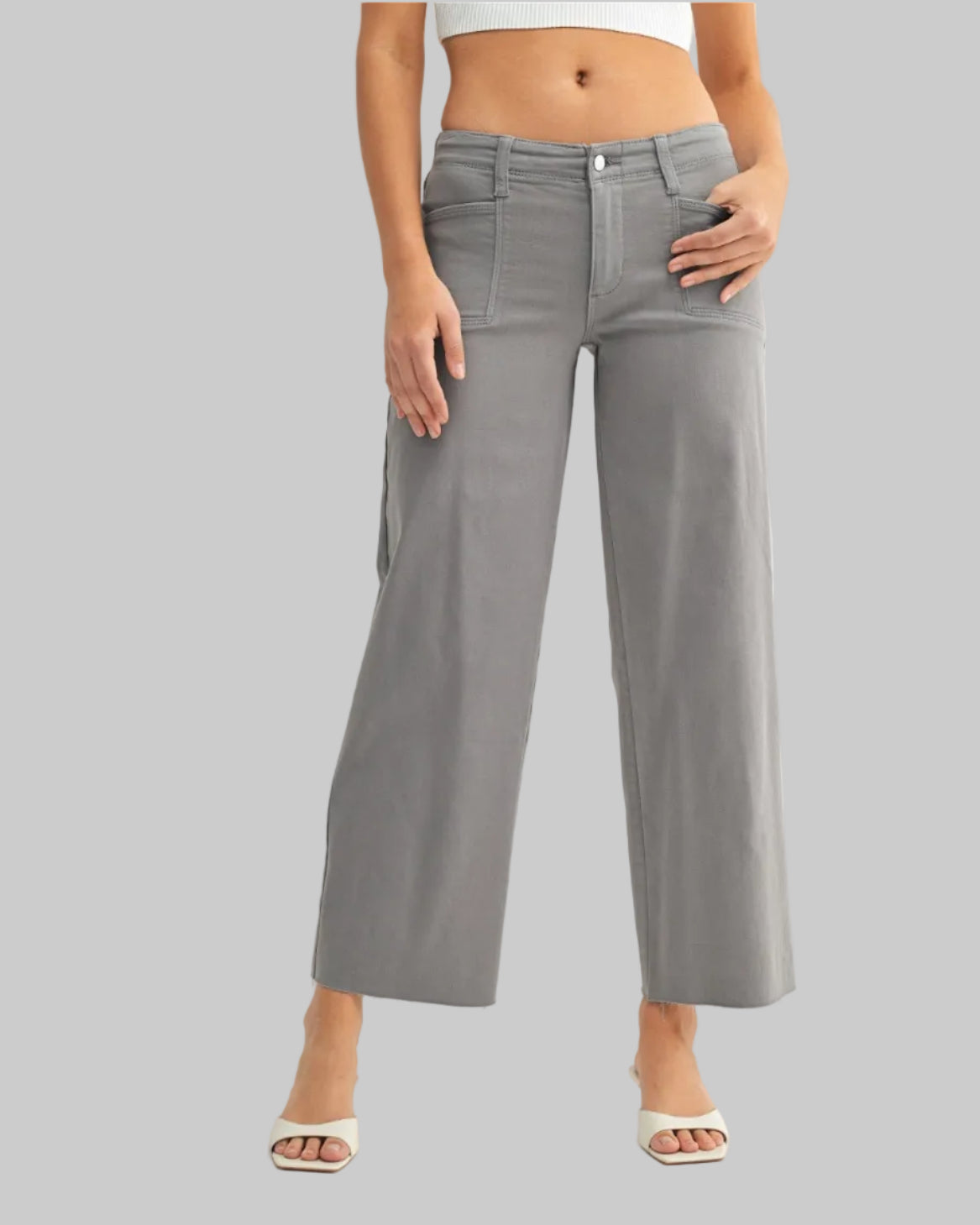 Utility Slim Wide Leg Jean - JP384 - Grey