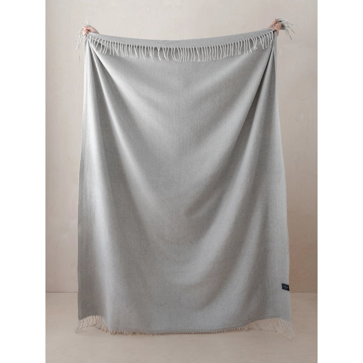 Recycled Wool Blanket in Silver Herringbone