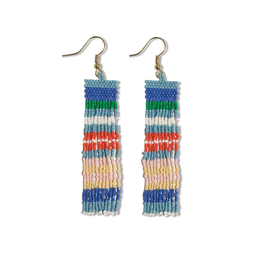 Billie Mixed Horizontal Stripes Beaded Fringe Earrings