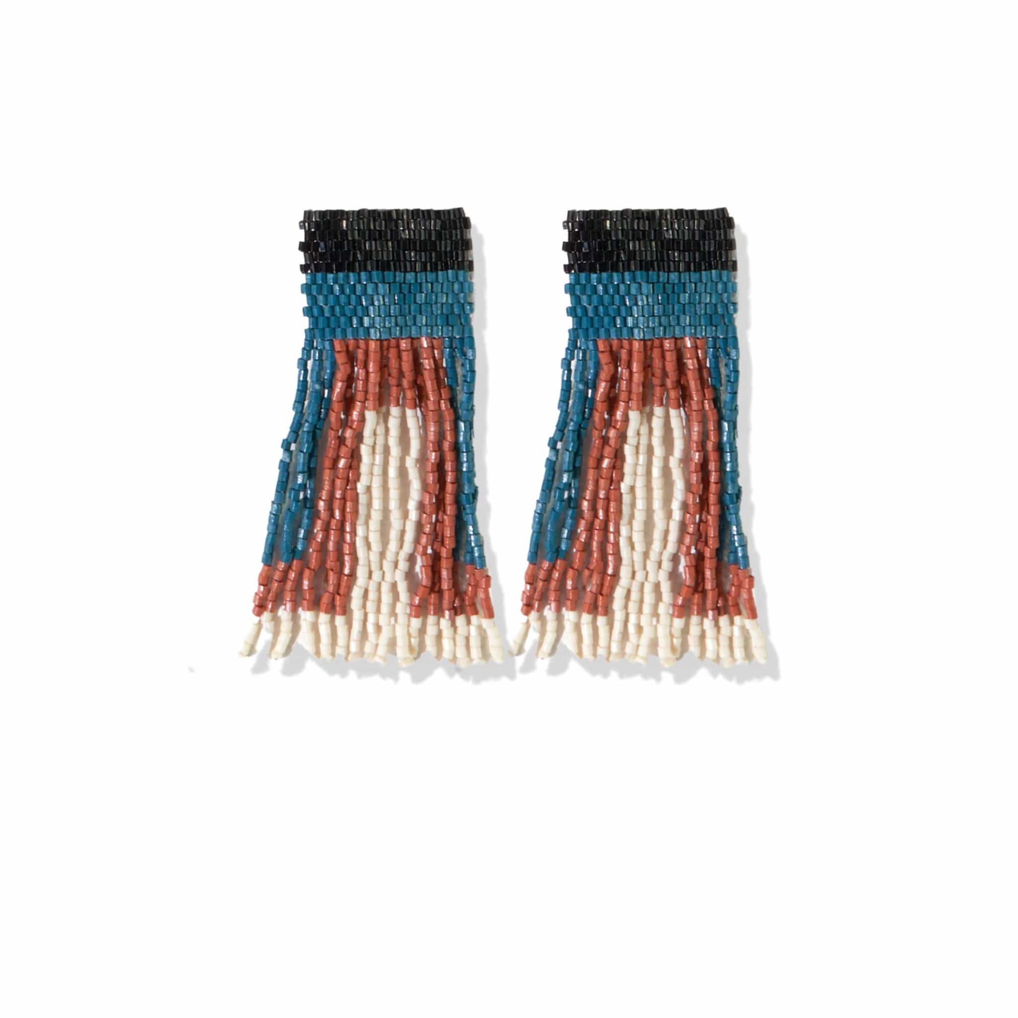 Ava Geo Shapes Beaded Fringe Earrings