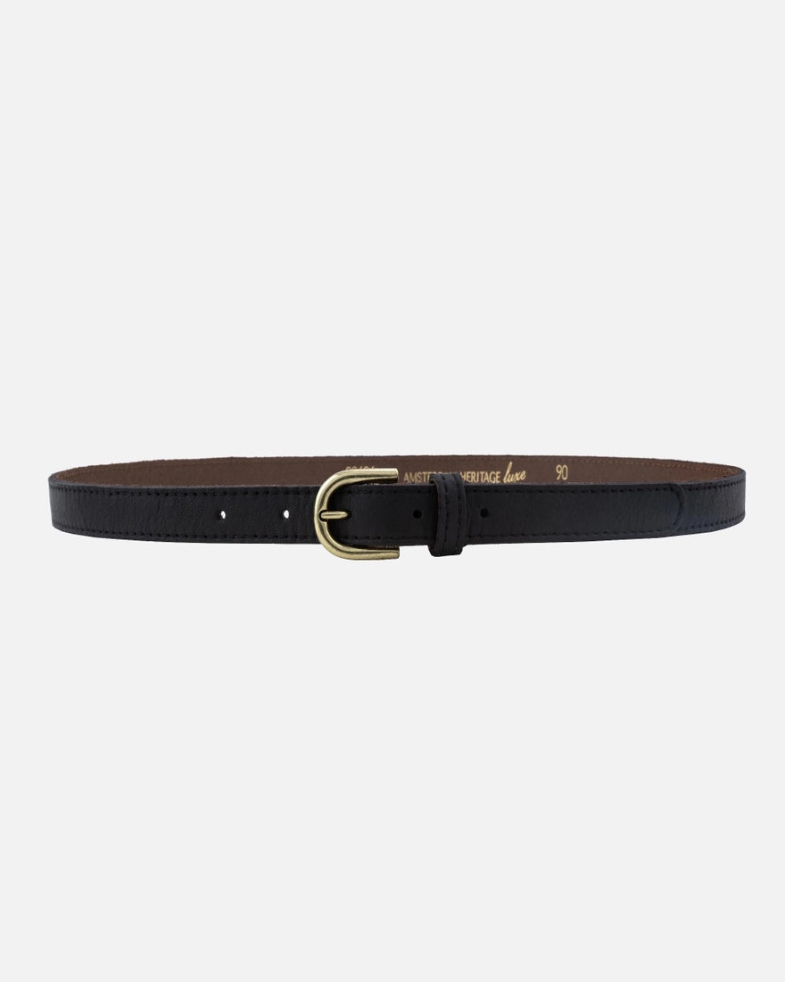 Cara Soft Skinny Leather Belt - Black