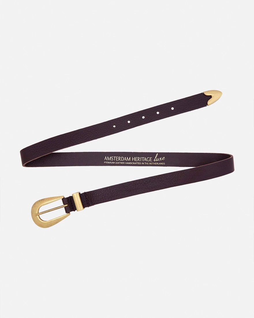 Adrie Skinny Leather Belt - Brown