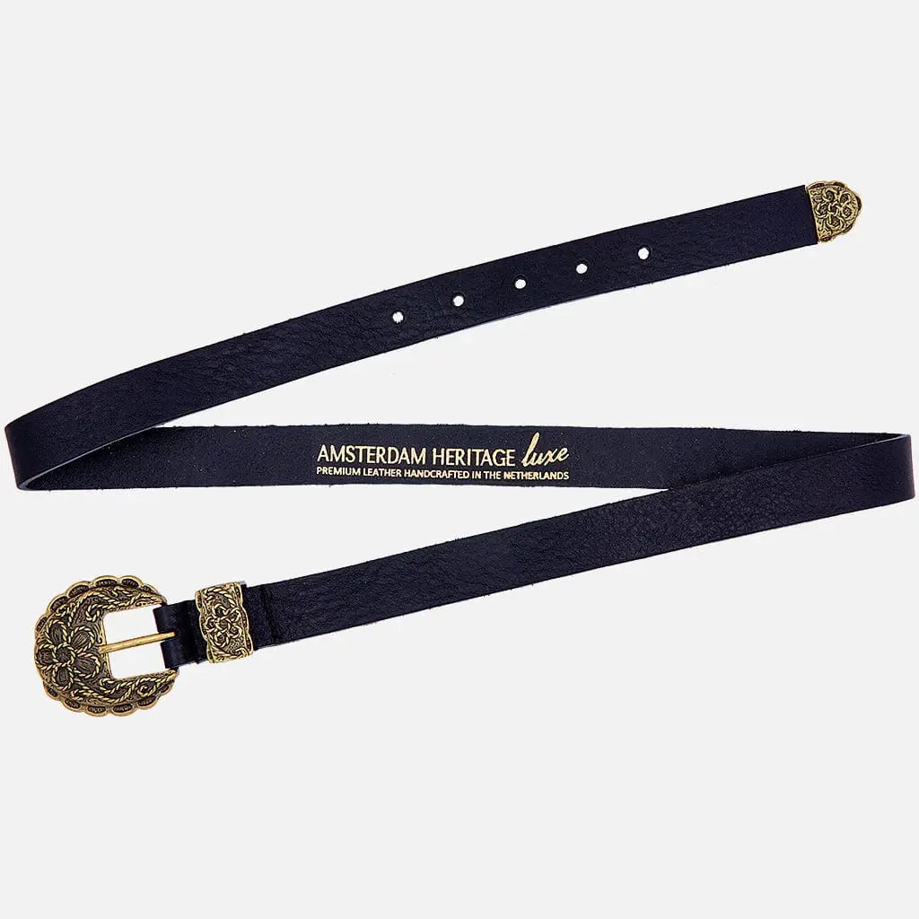 Anabel Skinny Statement Buckle Leather Belt