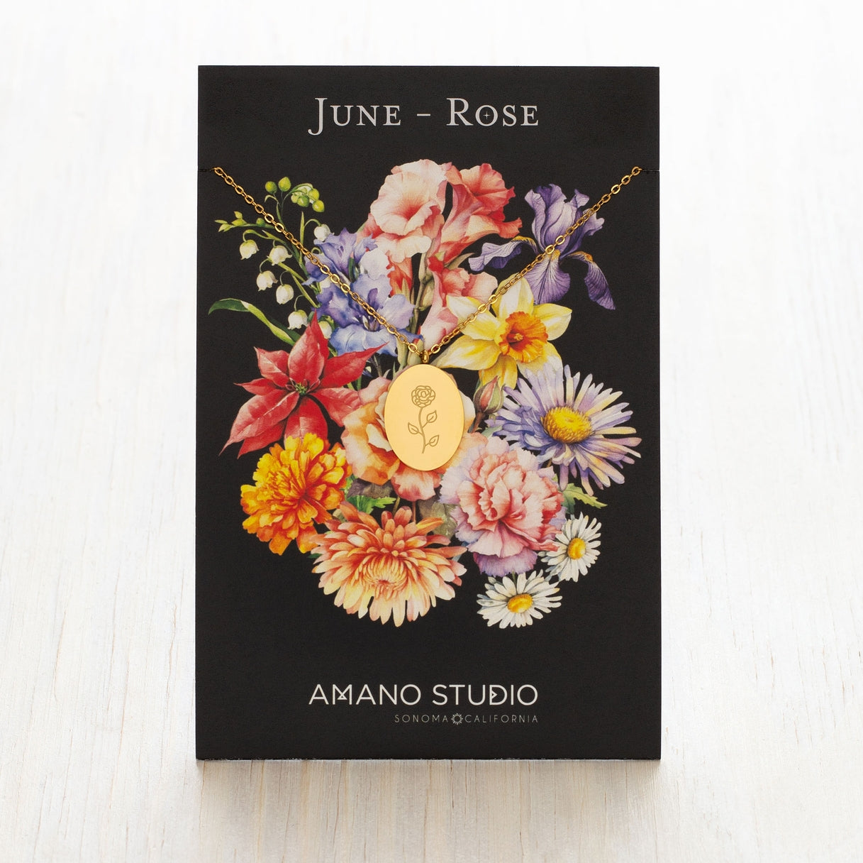 Birth Flower Necklace Series - June/Rose