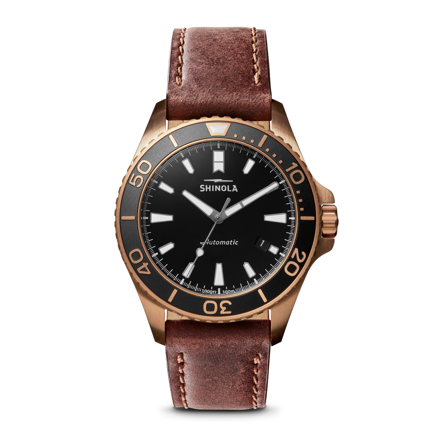 Bronze Monster Automatic Watch 43mm - Gift Set w/ Teak Leather and Khaki Nylon Straps