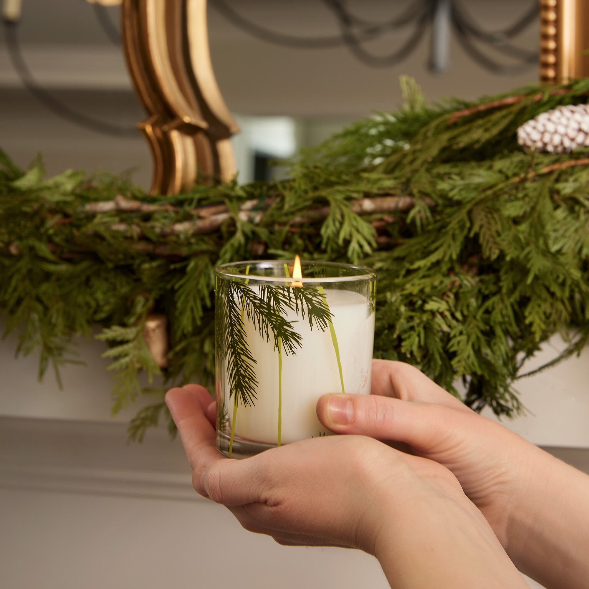 Frasier Fir Poured Candle Pine Needle Design