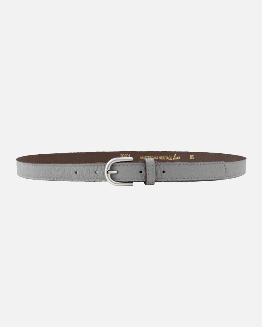 Cara Soft Skinny Leather Belt - Light Gray