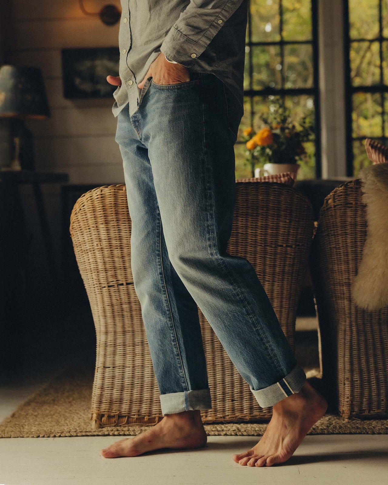 The Democratic Jean in Light Wash Organic Selvedge