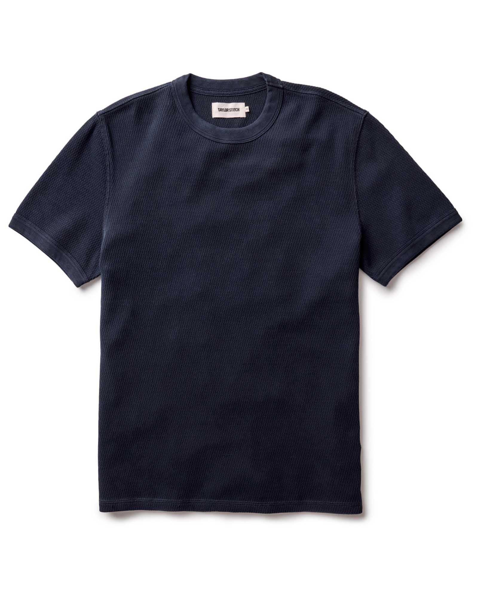 The Organic Cotton Short Sleeve Crew in Washed Navy Waffle