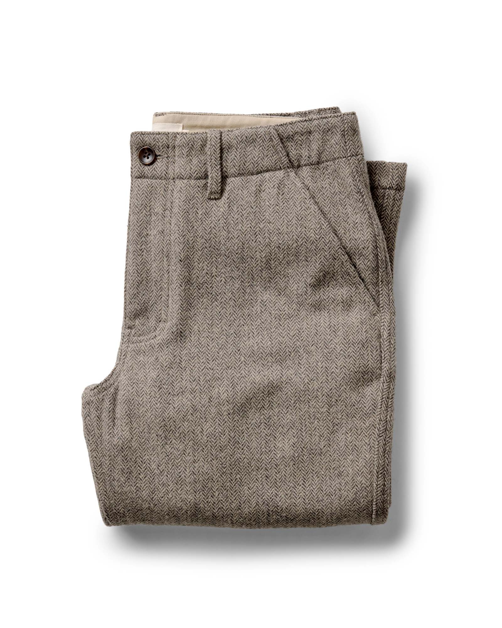 The Carnegie Pant in Gravel Herringbone Wool