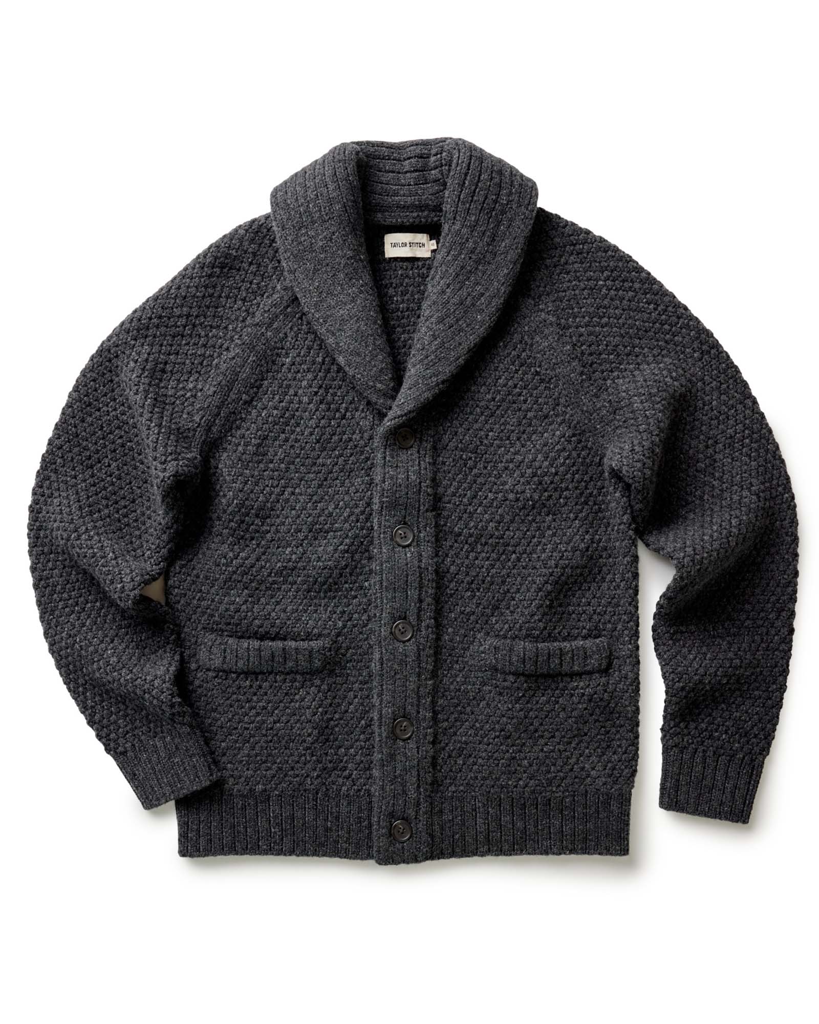 The Fisherman Shawl Cardigan in Heather Coal Merino
