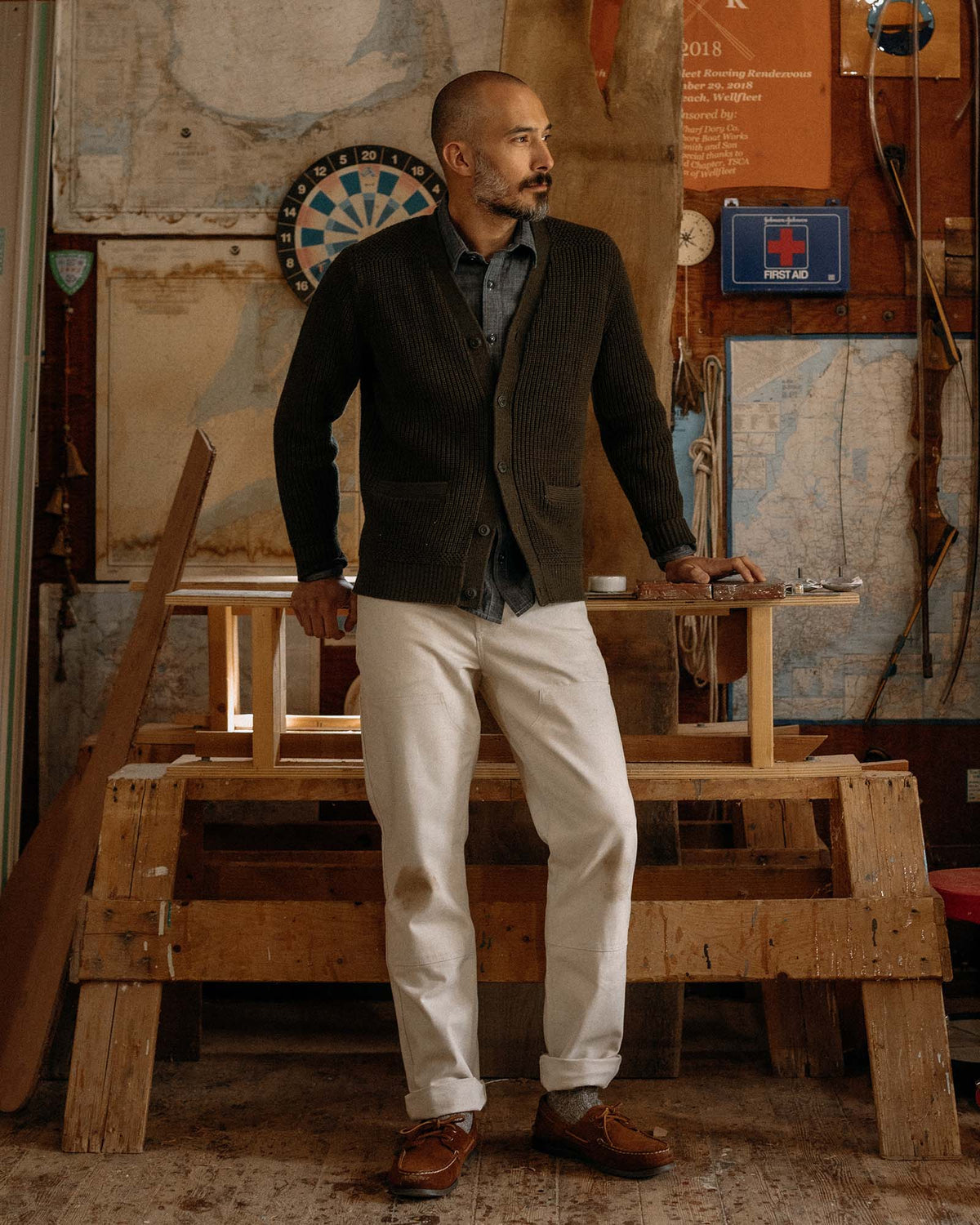 The Mariner Cardigan in Heather Loden Slub