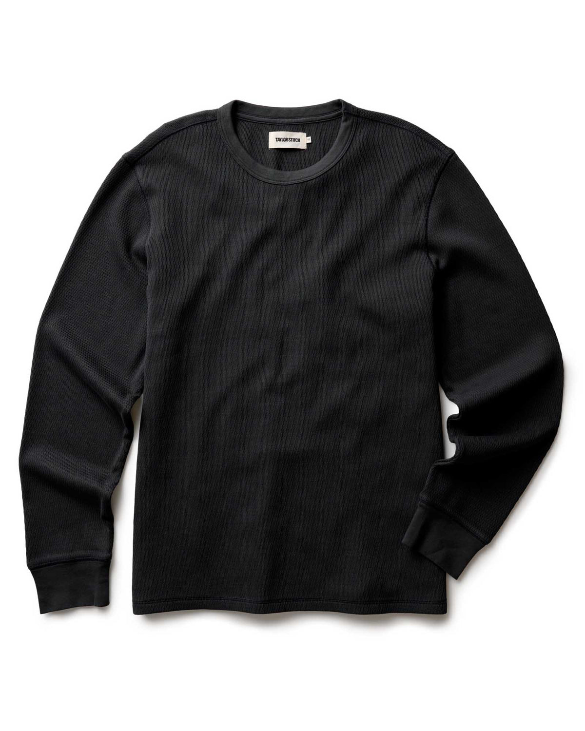 The Organic Cotton Crew in Faded Black Waffle