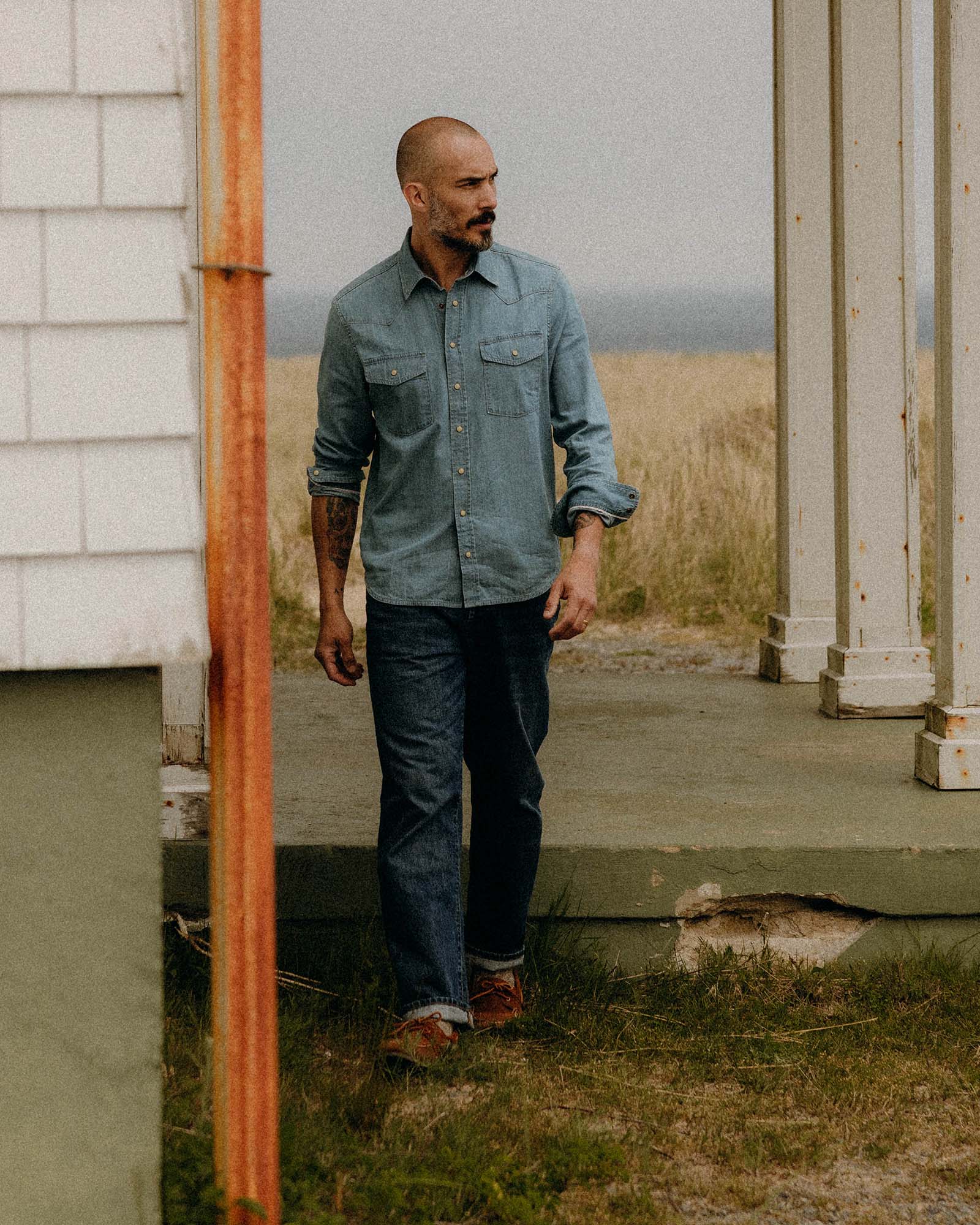 The Glacier Shirt in Washed Indigo Denim