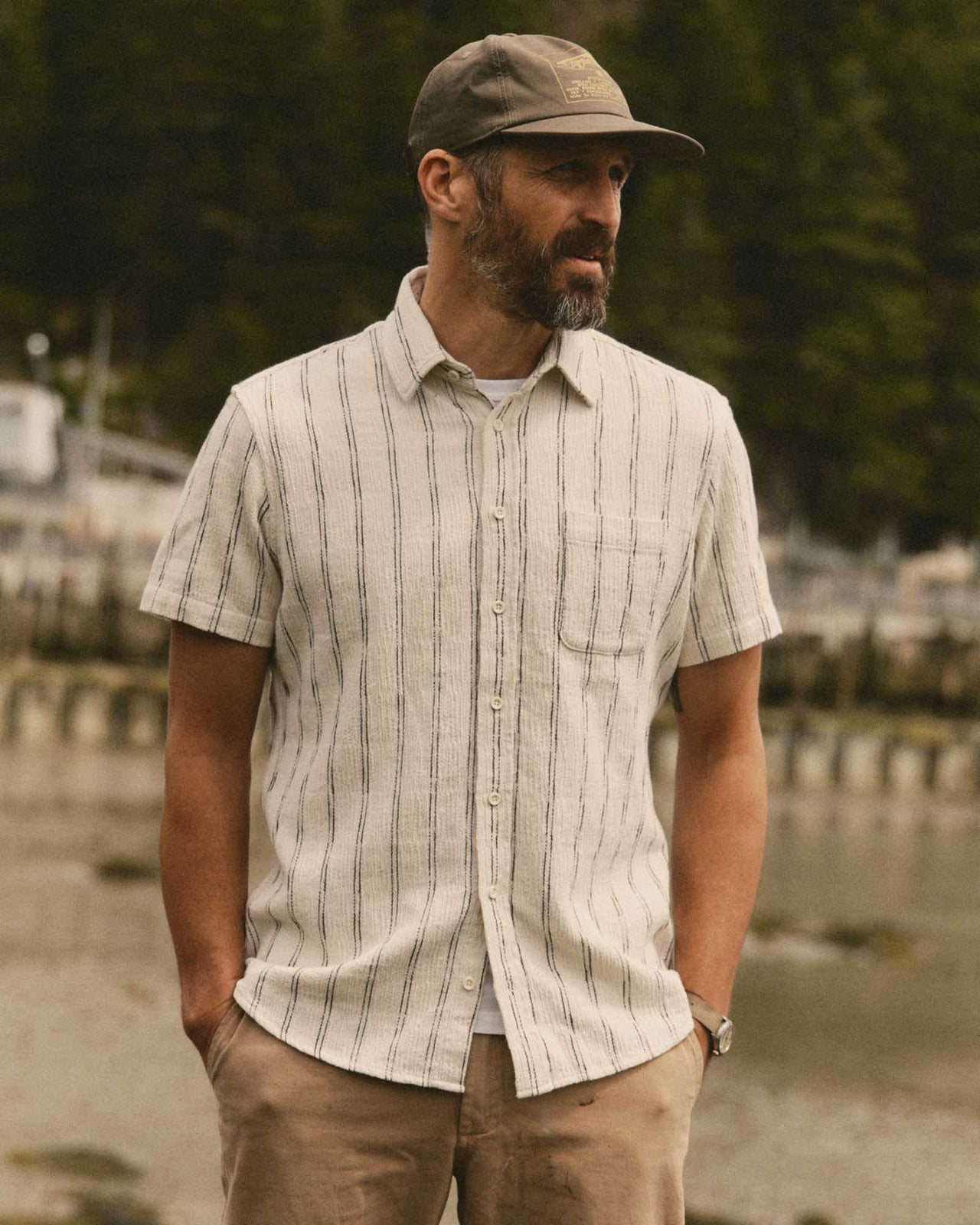 The Short Sleeve California in Tide Stripe Hacci