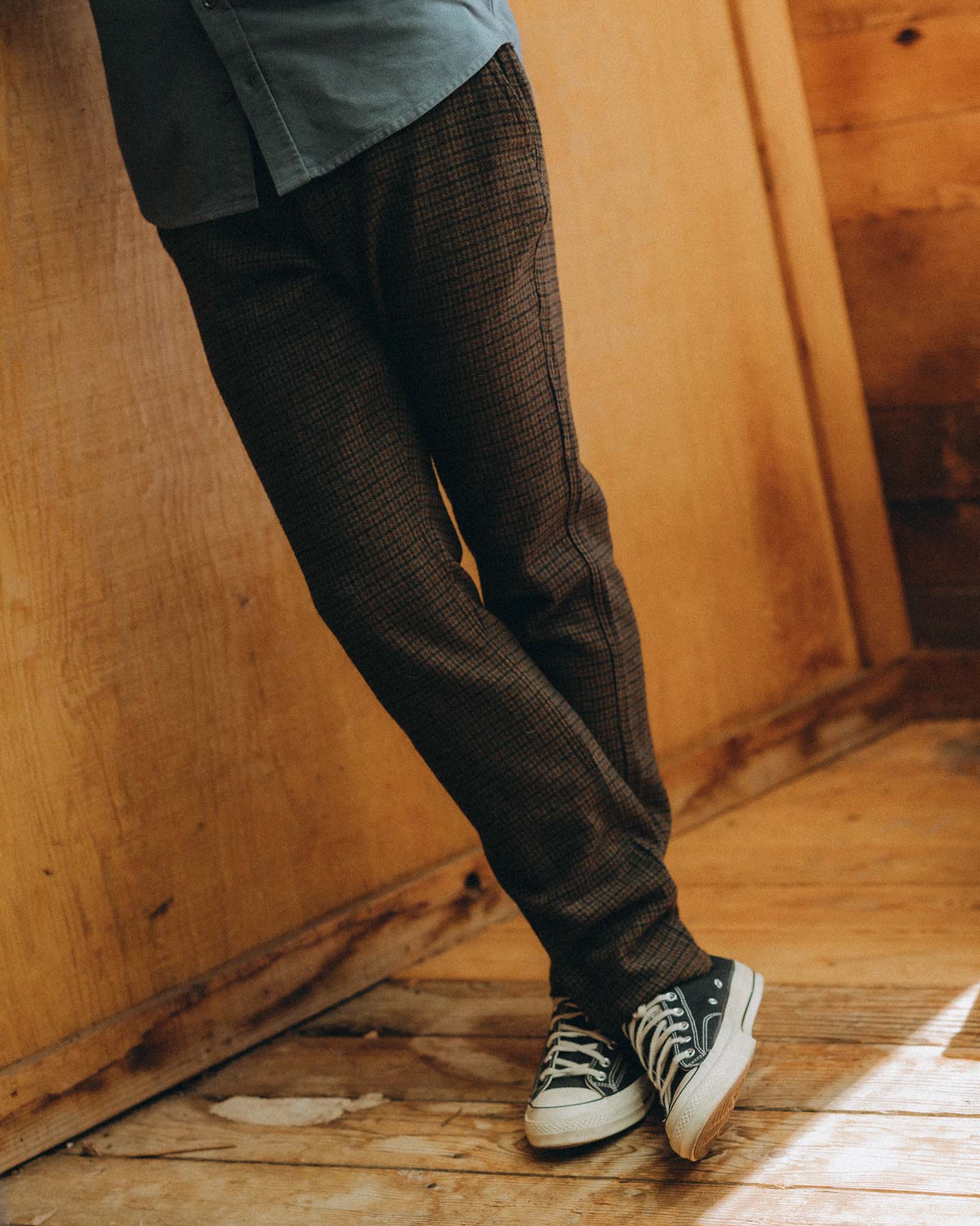 The Carmel Pant in Timber Guncheck Italian Wool