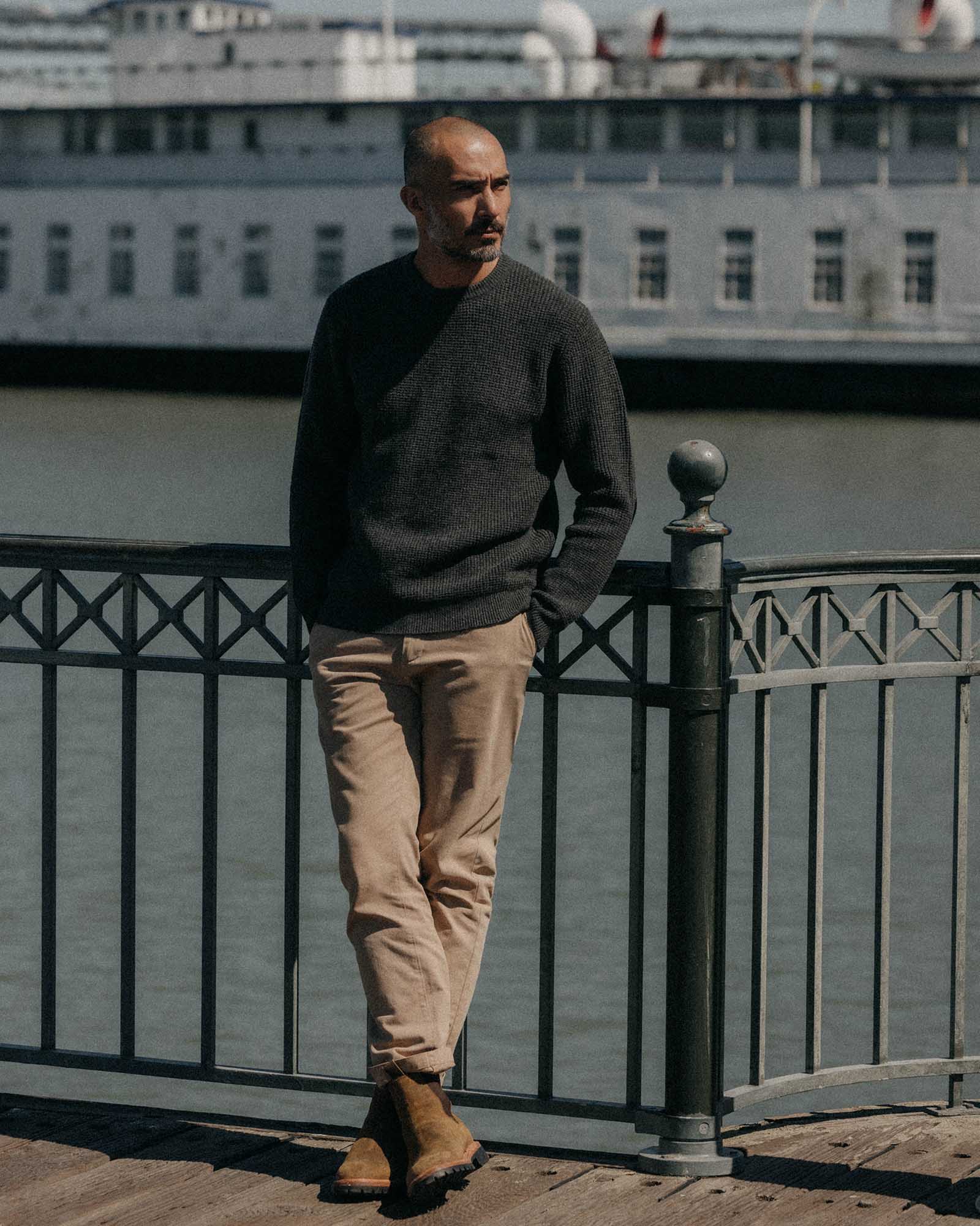 The Sidecountry Crew in Heather Graphite Merino Waffle