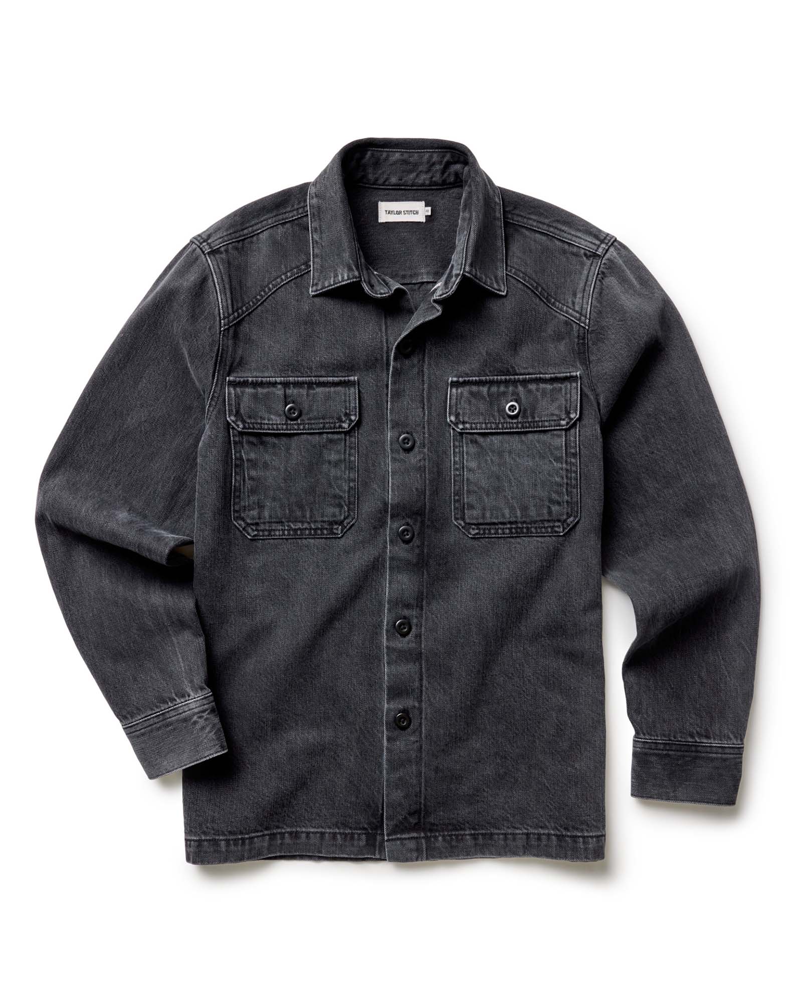 The Shop Shirt in Washed Black Organic Slub Selvedge