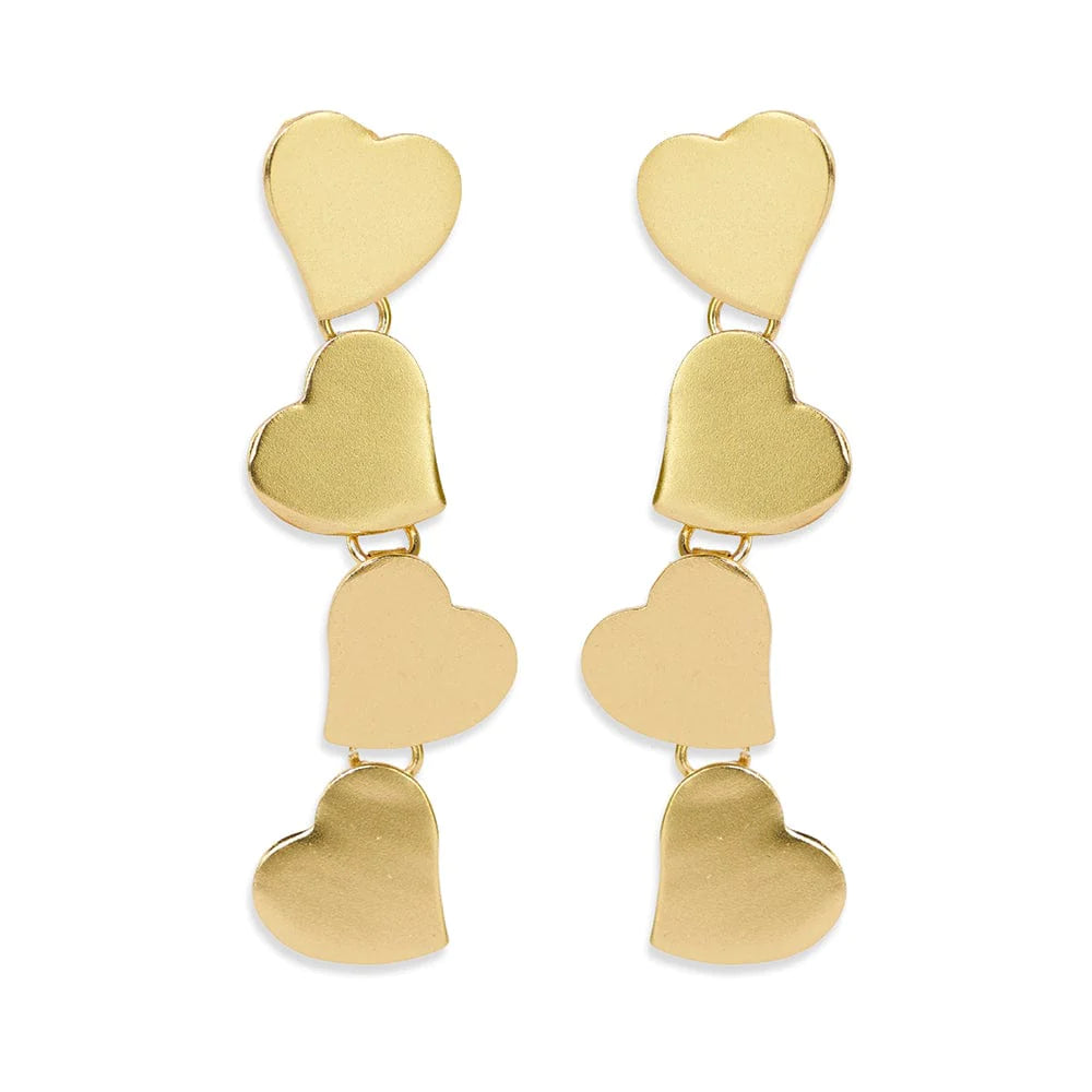 Juliet Falling Hearts Earrings Brass