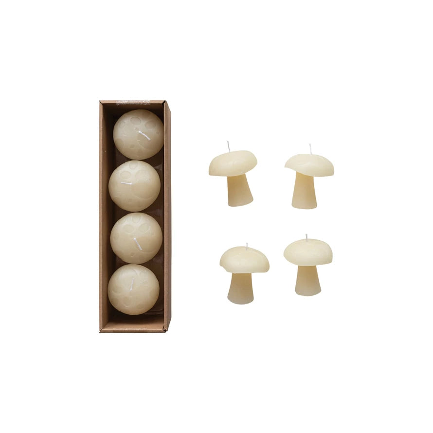 Unscented Mushroom Shaped Candle - Set of 4