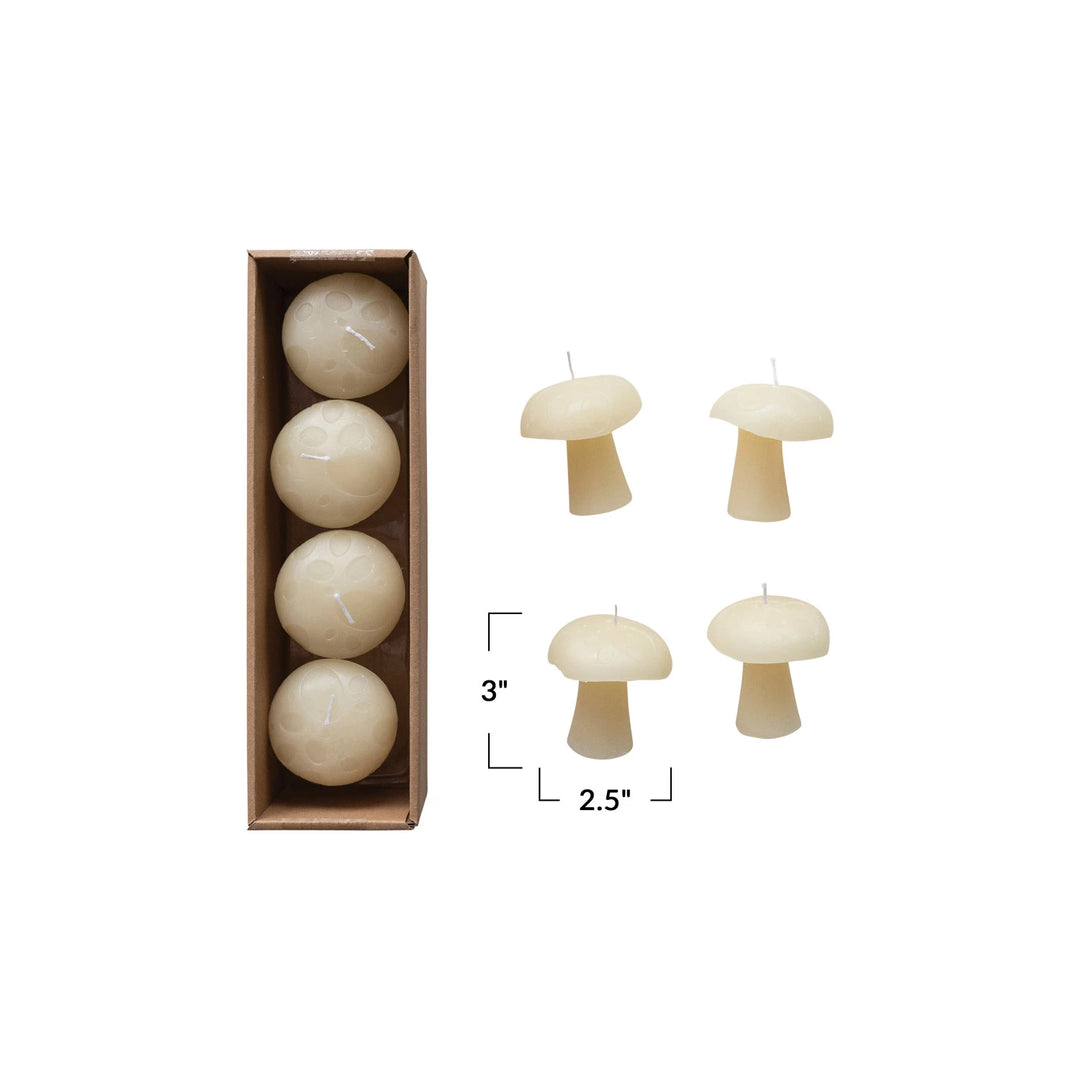 Unscented Mushroom Shaped Candle - Set of 4
