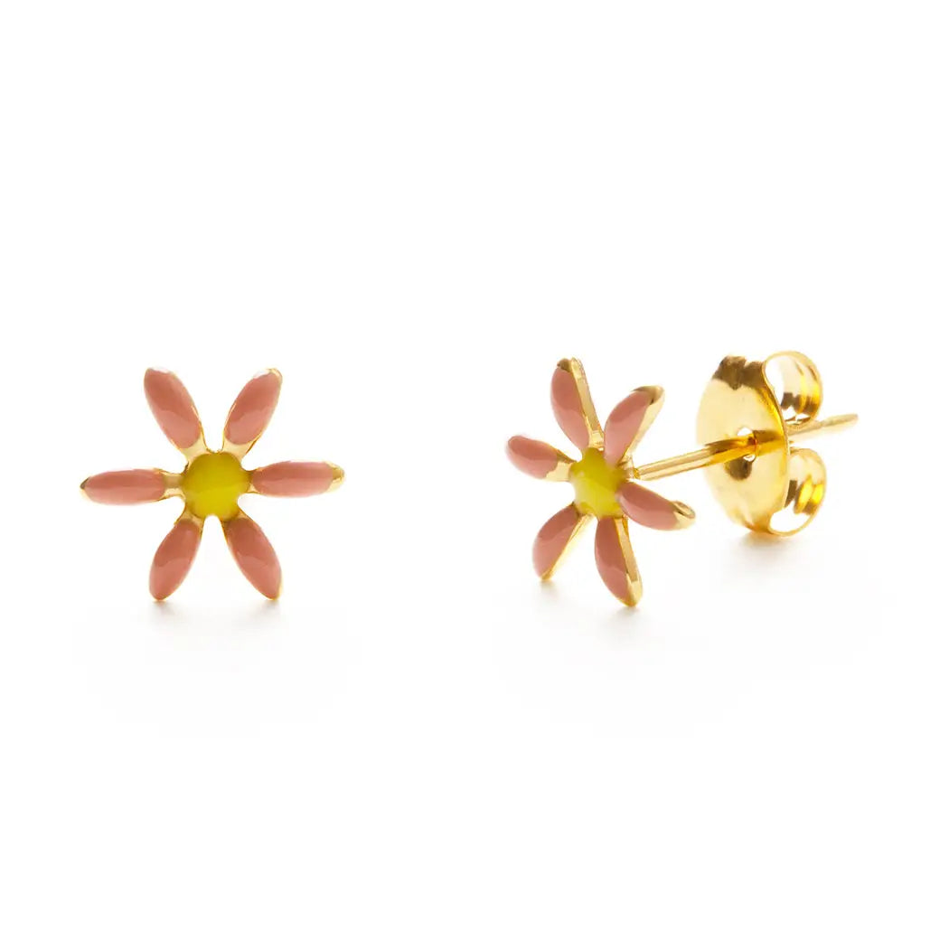 Pink Daisy Stud Earrings