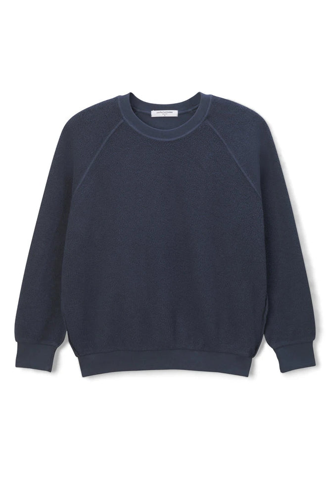 Ziggy Reverse Fleece Shrunken Crew Neck Sweatshirt - Navy