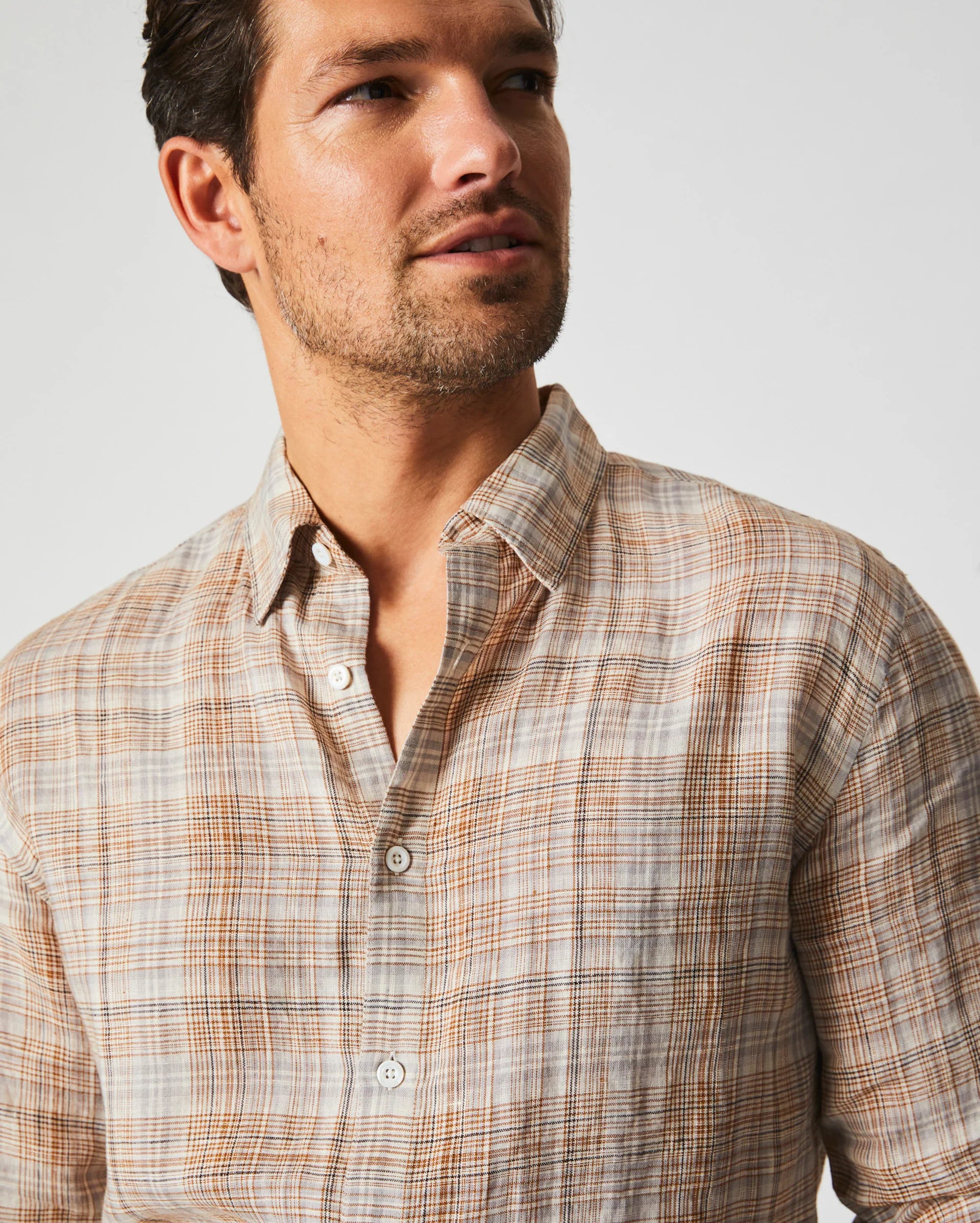 Linen Line Plaid Wilson Shirt