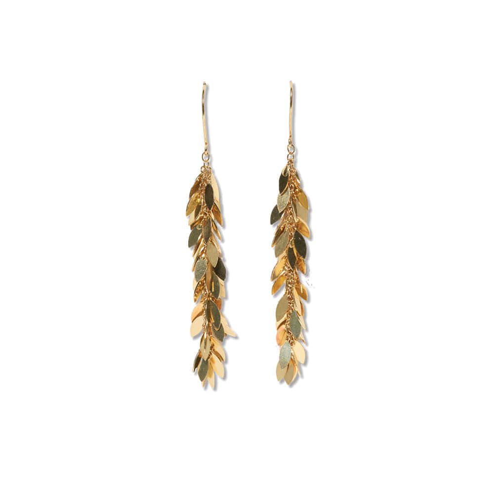 Samantha Leaf Cluster Brass Dangle Earrings